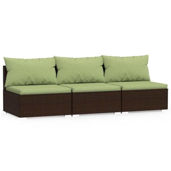 ARDEBO.de - 3-Sitzer-Sofa mit Kissen Braun Poly Rattan
