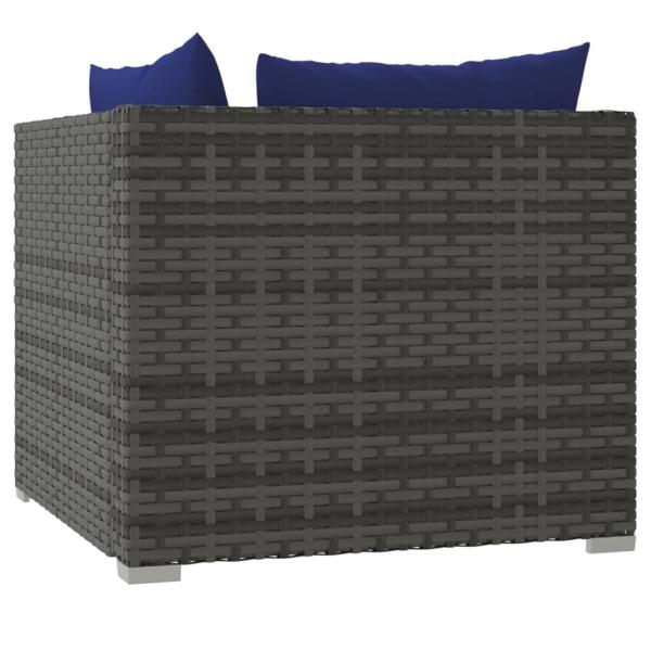ARDEBO.de - 2-Sitzer-Sofa mit Kissen Grau Poly Rattan