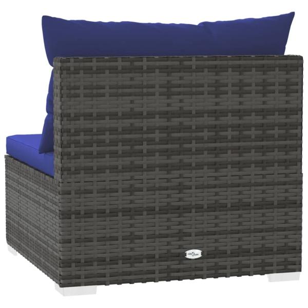 ARDEBO.de - Garten-Mittelsofa mit Kissen Grau Poly Rattan