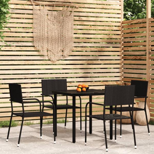 ARDEBO.de - 5-tlg. Garten-Essgruppe Schwarz