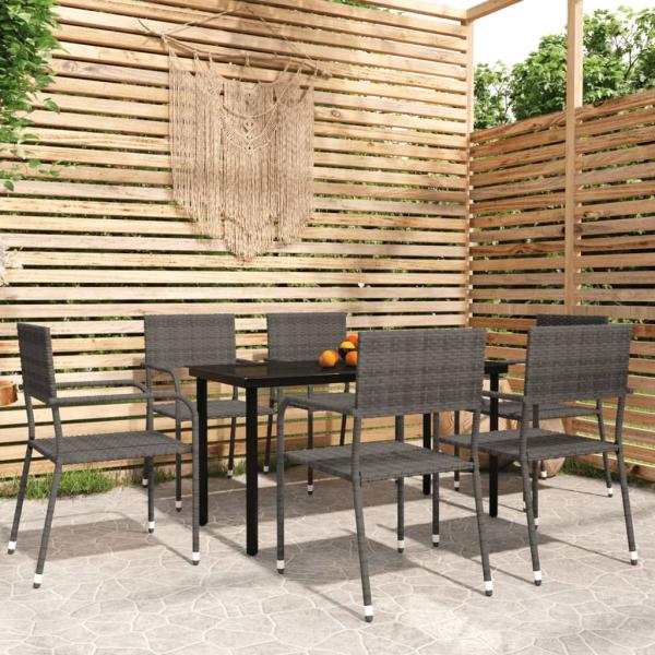 ARDEBO.de - 7-tlg. Garten-Essgruppe Grau