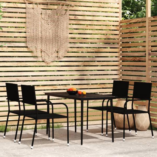 ARDEBO.de - 5-tlg. Garten-Essgruppe Schwarz