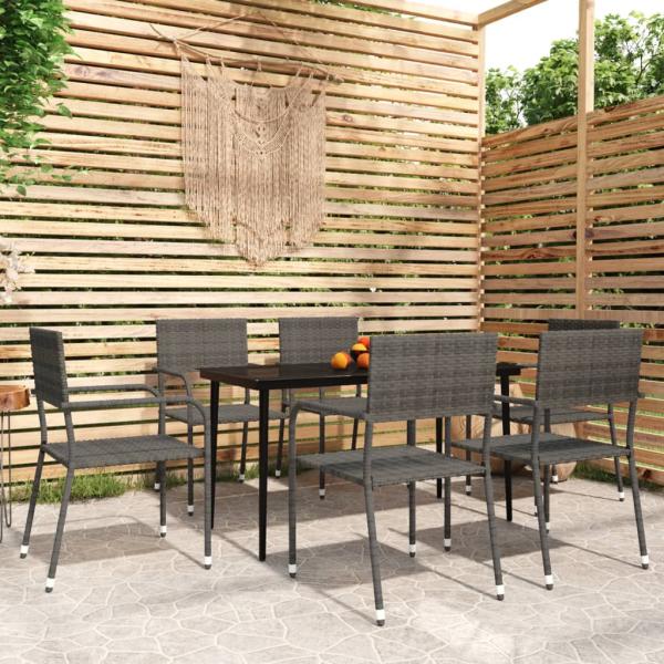 ARDEBO.de - 7-tlg. Garten-Essgruppe Grau