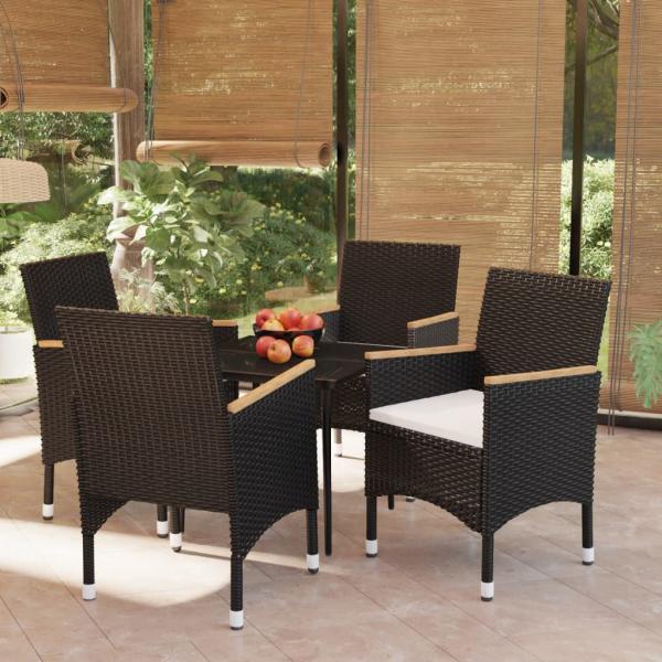 ARDEBO.de - 5-tlg. Garten-Essgruppe mit Kissen Schwarz