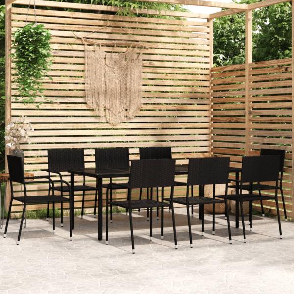 ARDEBO.de - 9-tlg. Garten-Essgruppe Schwarz