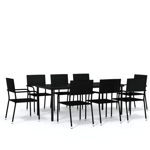 9-tlg. Garten-Essgruppe Schwarz