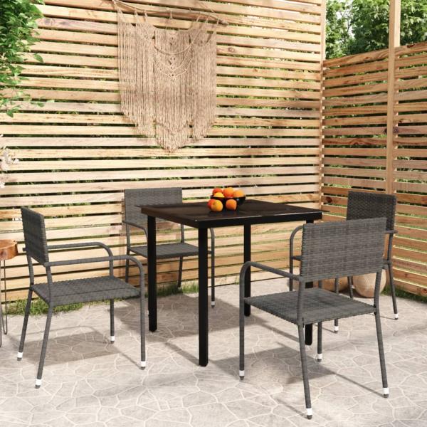 ARDEBO.de - 5-tlg. Garten-Essgruppe Grau
