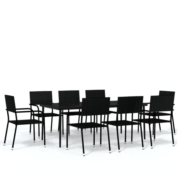 9-tlg. Garten-Essgruppe Schwarz