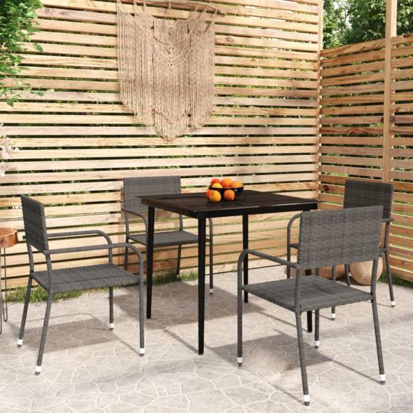 ARDEBO.de - 5-tlg. Garten-Essgruppe Grau