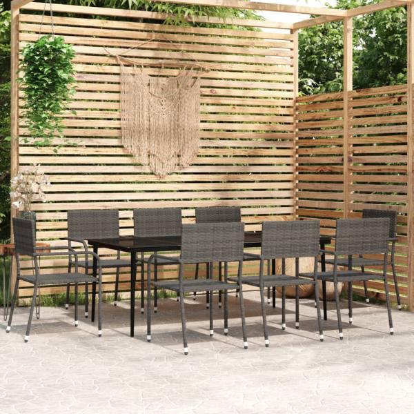 ARDEBO.de - 9-tlg. Garten-Essgruppe Grau