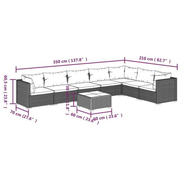 8-tlg. Garten-Lounge-Set mit Kissen Poly Rattan Braun