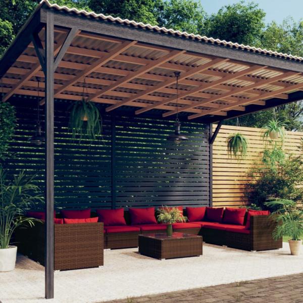 ARDEBO.de - 11-tlg. Garten-Lounge-Set mit Kissen Poly Rattan Braun