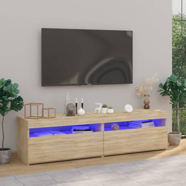 ARDEBO.de - TV-Schränke 2 Stk. mit LED-Leuchten Sonoma-Eiche 75x35x40 cm