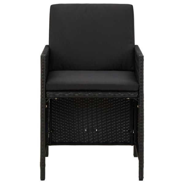 9-tlg. Garten-Essgruppe mit Kissen Poly Rattan Schwarz