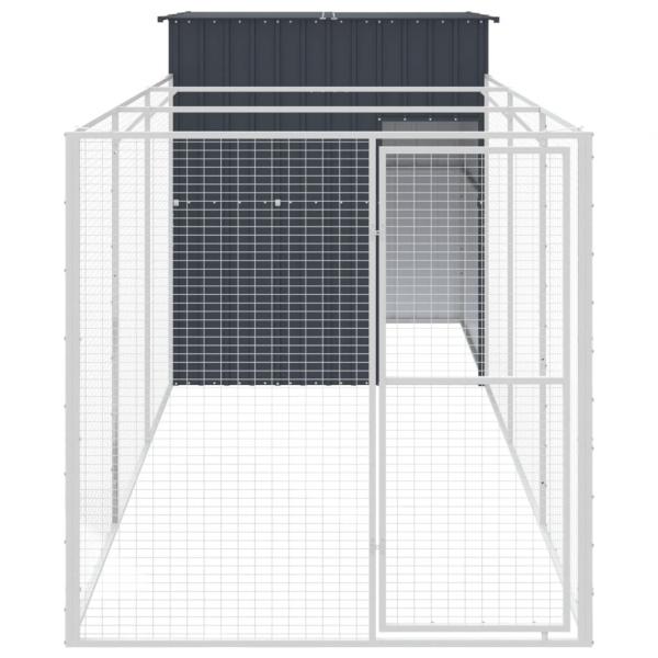 Hundehütte mit Auslauf Anthrazit 165x455x181cm Verzinkter Stahl