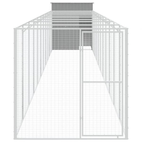 Hundehütte mit Auslauf Hellgrau 165x1271x181cm Verzinkter Stahl