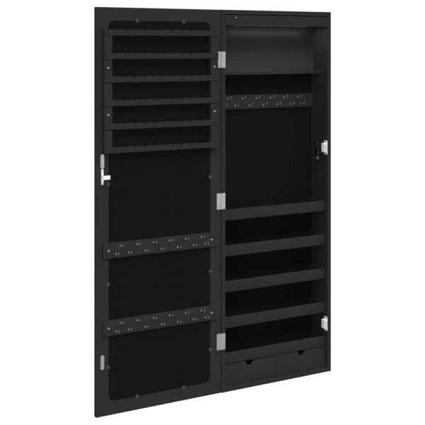 Spiegel-Schmuckschrank mit LED-Beleuchtung Wandmontage Schwarz