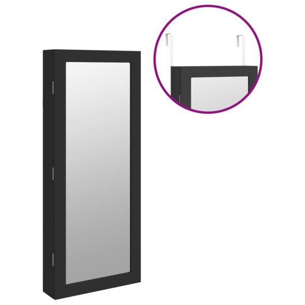 Spiegel-Schmuckschrank mit LED-Beleuchtung Wandmontage Schwarz