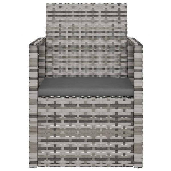 3-tlg. Garten-Lounge-Set mit Kissen Poly Rattan Grau