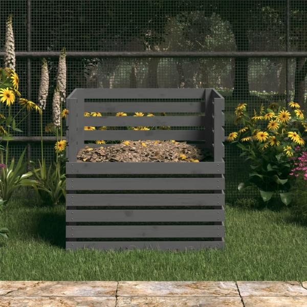 Komposter Grau 80x80x78 cm Massivholz Kiefer