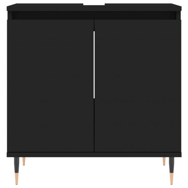 3-tlg. Badmöbel-Set Schwarz Holzwerkstoff