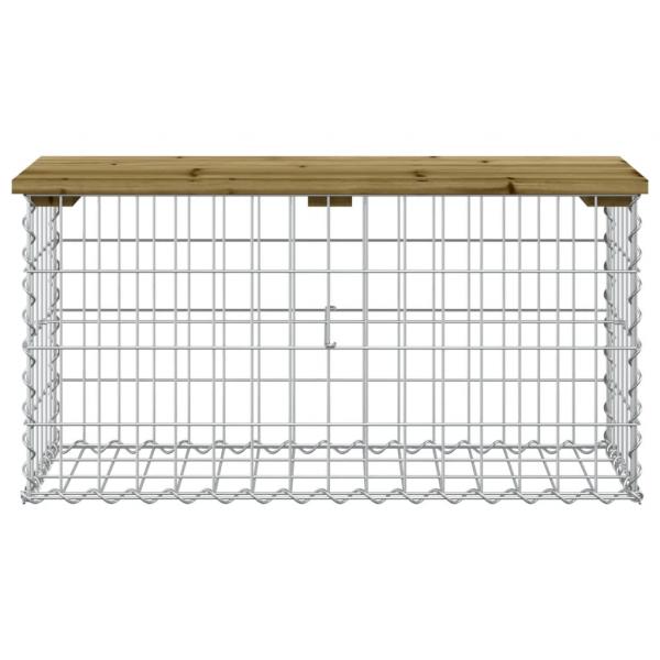Gartenbank aus Gabionen 83x31,5x42 cm Kiefernholz Imprägniert