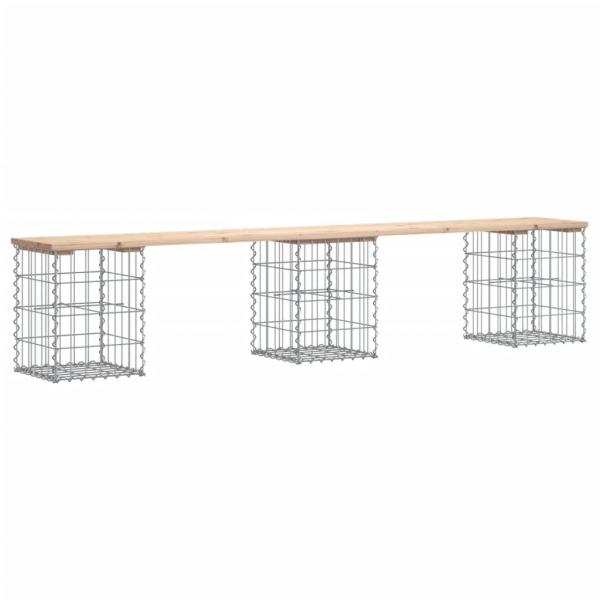 Gartenbank aus Gabionen 203x31x42 cm Massivholz Kiefer