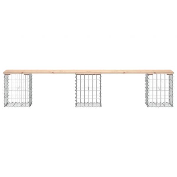 Gartenbank aus Gabionen 203x31x42 cm Massivholz Kiefer