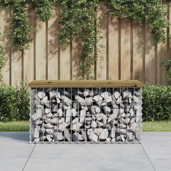 ARDEBO.de - Gartenbank aus Gabionen 83x44x42 cm Kiefernholz Imprägniert