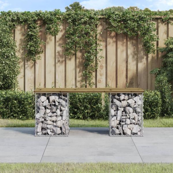 ARDEBO.de - Gartenbank aus Gabionen 103x31x42 cm Kiefernholz Imprägniert