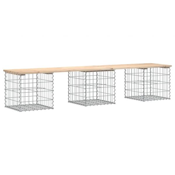 Gartenbank aus Gabionen 203x44x42 cm Massivholz Kiefer