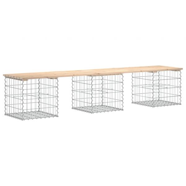 Gartenbank aus Gabionen 203x44x42 cm Massivholz Kiefer
