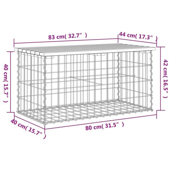 Gartenbank aus Gabionen 83x44x42 cm Massivholz Douglasie