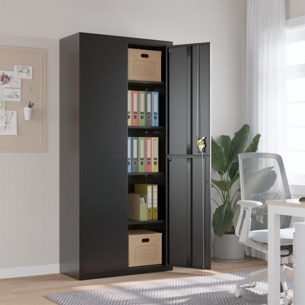 ARDEBO.de - Aktenschrank Schwarz 90x40x200 cm Stahl