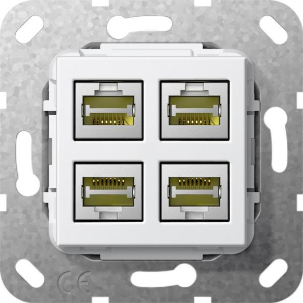 ARDEBO.de Gira Einsatz Modular Jack RJ45 Cat. 6A 10 GB Ethernet 4fach Schneidklemmtechnik, Reinweiß glänzend (569903)