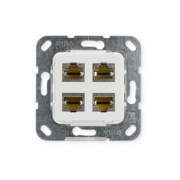 Gira Einsatz Modular Jack RJ45 Cat. 6A 10 GB Ethernet 4fach Schneidklemmtechnik, Reinweiß glänzend (569903)