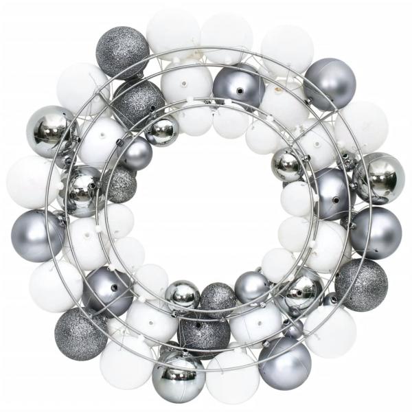 ARDEBO.de - Weihnachtskranz Weiß und Grau 45 cm Polystyrol