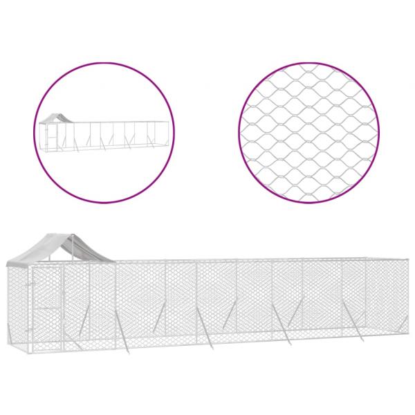 Outdoor-Hundezwinger mit Dach Silbern 10x2x2,5 m Stahl Verzinkt