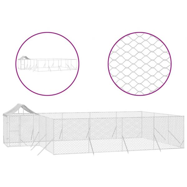 Outdoor-Hundezwinger mit Dach Silbern 10x6x2,5 m Stahl Verzinkt