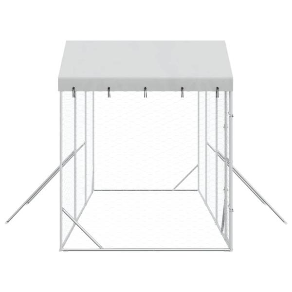 Outdoor-Hundezwinger mit Dach Silber 6x2x2,5 m Verzinkter Stahl
