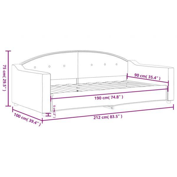 Tagesbett Hellgrau 90x190 cm Stoff