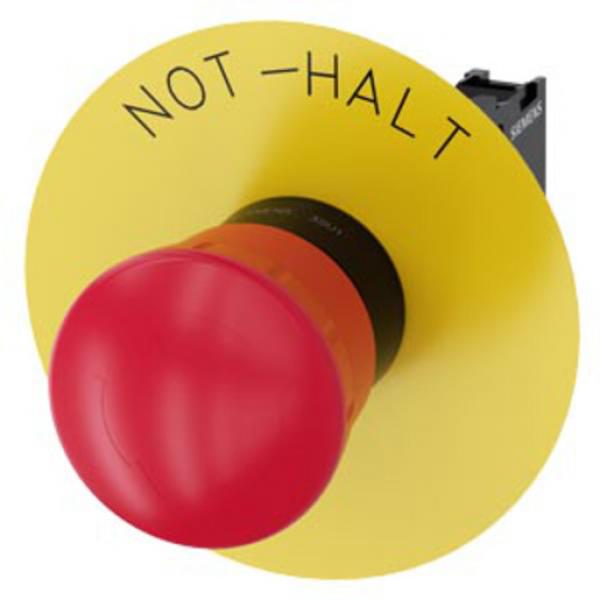 Siemens 3SU1100-1HB20-1CH0 Not-Halt-Pilzdrucktaster, 22mm, rund, Kunststoff, rot, 1Ö