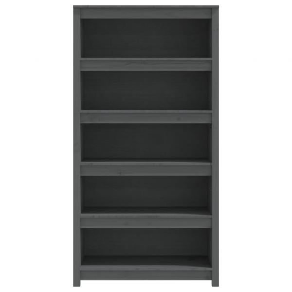 Bücherregal Grau 80x35x154 cm Massivholz Kiefer