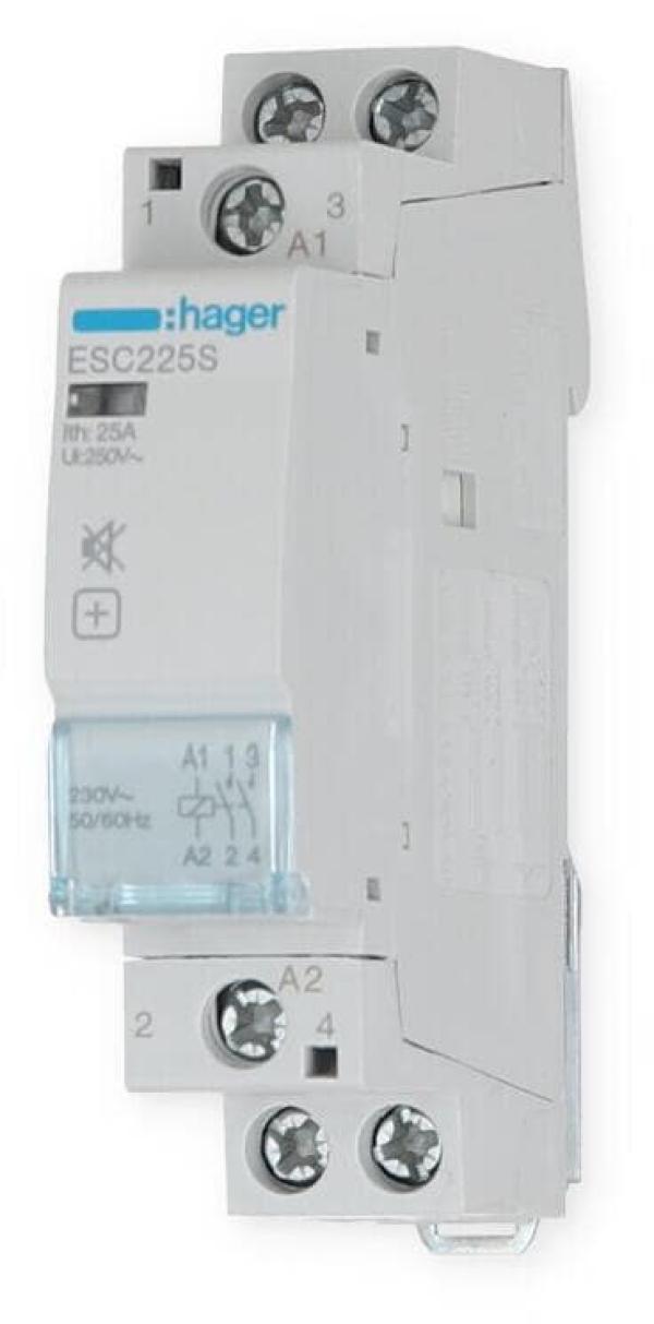 Hager ESC225S InstallationsSchütze brummfrei 25A, 2 Schließer, 230V