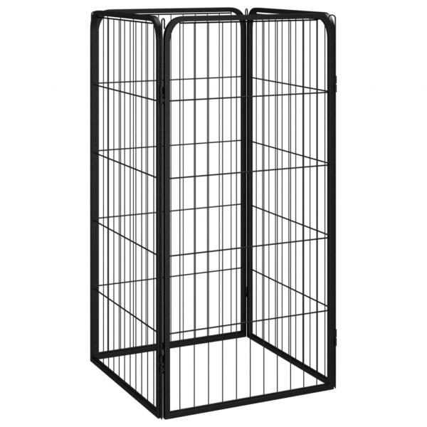 ARDEBO.de - 4-tlg. Hundelaufstall Schwarz 50x100cm Stahl Pulverbeschichtung