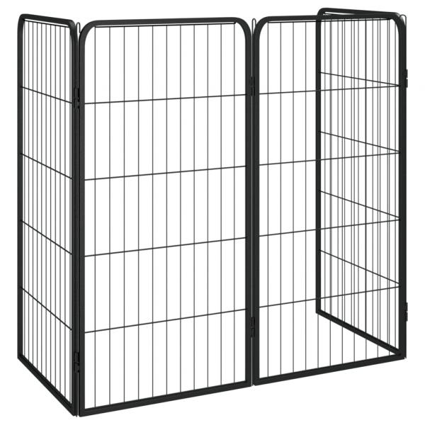 4-tlg. Hundelaufstall Schwarz 50x100cm Stahl Pulverbeschichtung