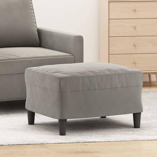 ARDEBO.de - Fußhocker Hellgrau 60x50x41 cm Samt