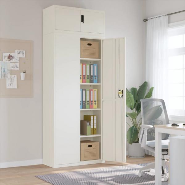 ARDEBO.de - Aktenschrank Weiß 90x40x240 cm Stahl
