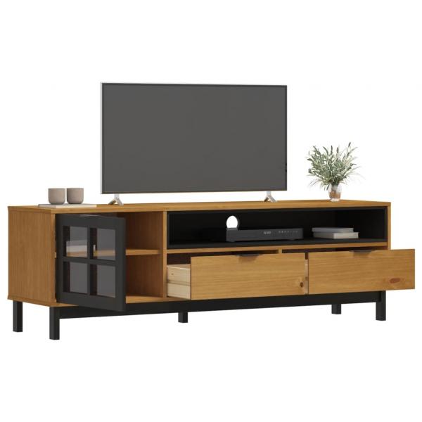 ARDEBO.de - TV-Schrank mit Glastür FLAM 158x40x50 cm Massivholz Kiefer