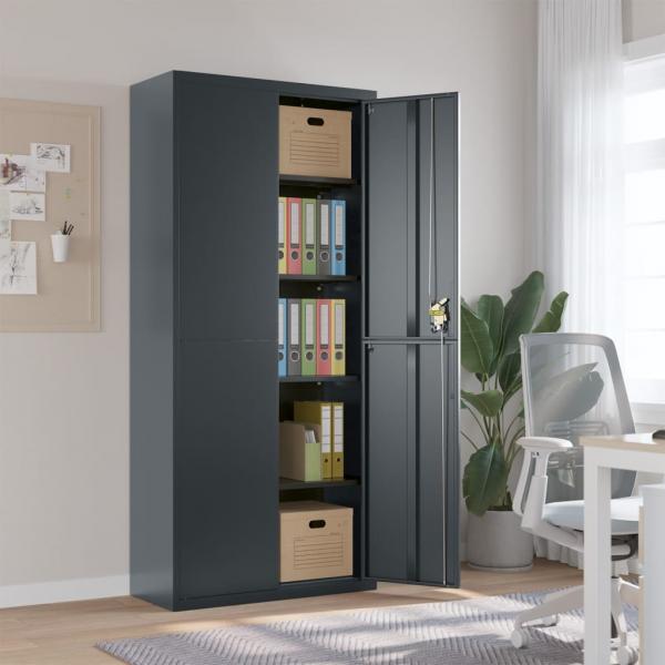 ARDEBO.de - Aktenschrank Anthrazit 90x40x200 cm Stahl